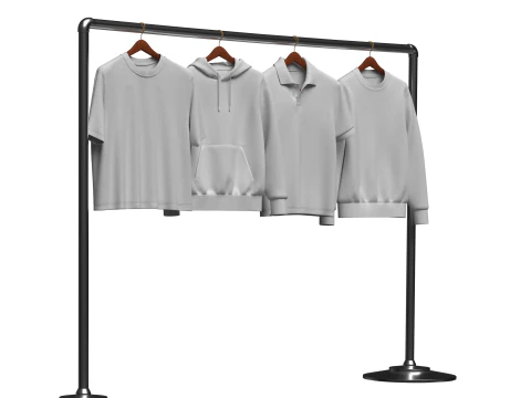 Hoodie Polo Sweatshirt t-shirt on Hanger 3D Model