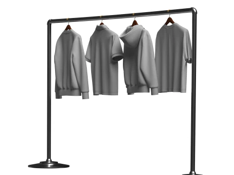 Hoodie Polo Sweatshirt t-shirt on Hanger 3D Model