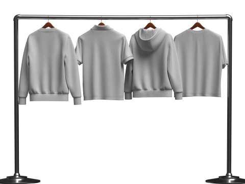Hoodie Polo Sweatshirt t-shirt on Hanger 3D Model