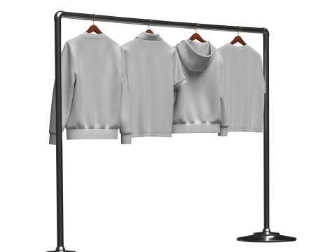 Hoodie Polo Sweatshirt t-shirt on Hanger 3D Модель