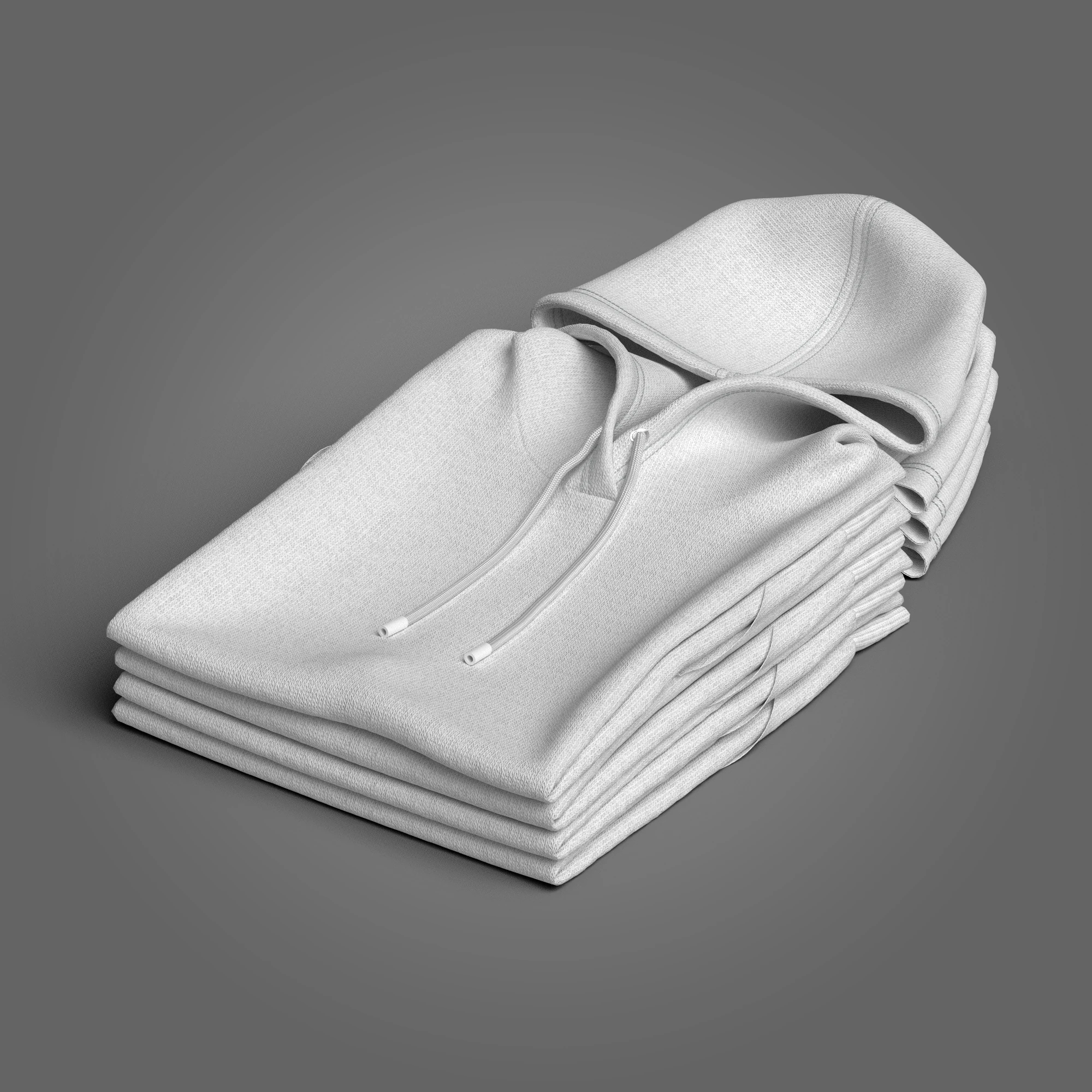 Folded 4 Pile Hoodie 3D Model .c4d .max .obj .3ds .fbx .stl .blend 