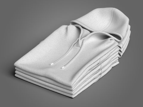 Folded 4 Pile Hoodie Model 3D