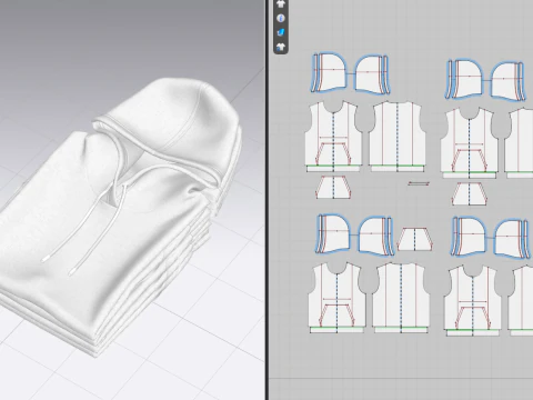 Folded 4 Pile Hoodie 3D Model