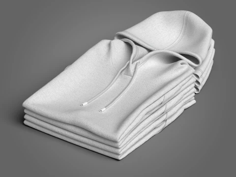 Folded 4 Pile Hoodie 3D Model