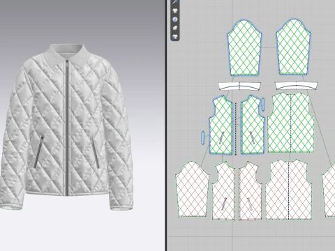 Female Quilted Jacket 3D Model