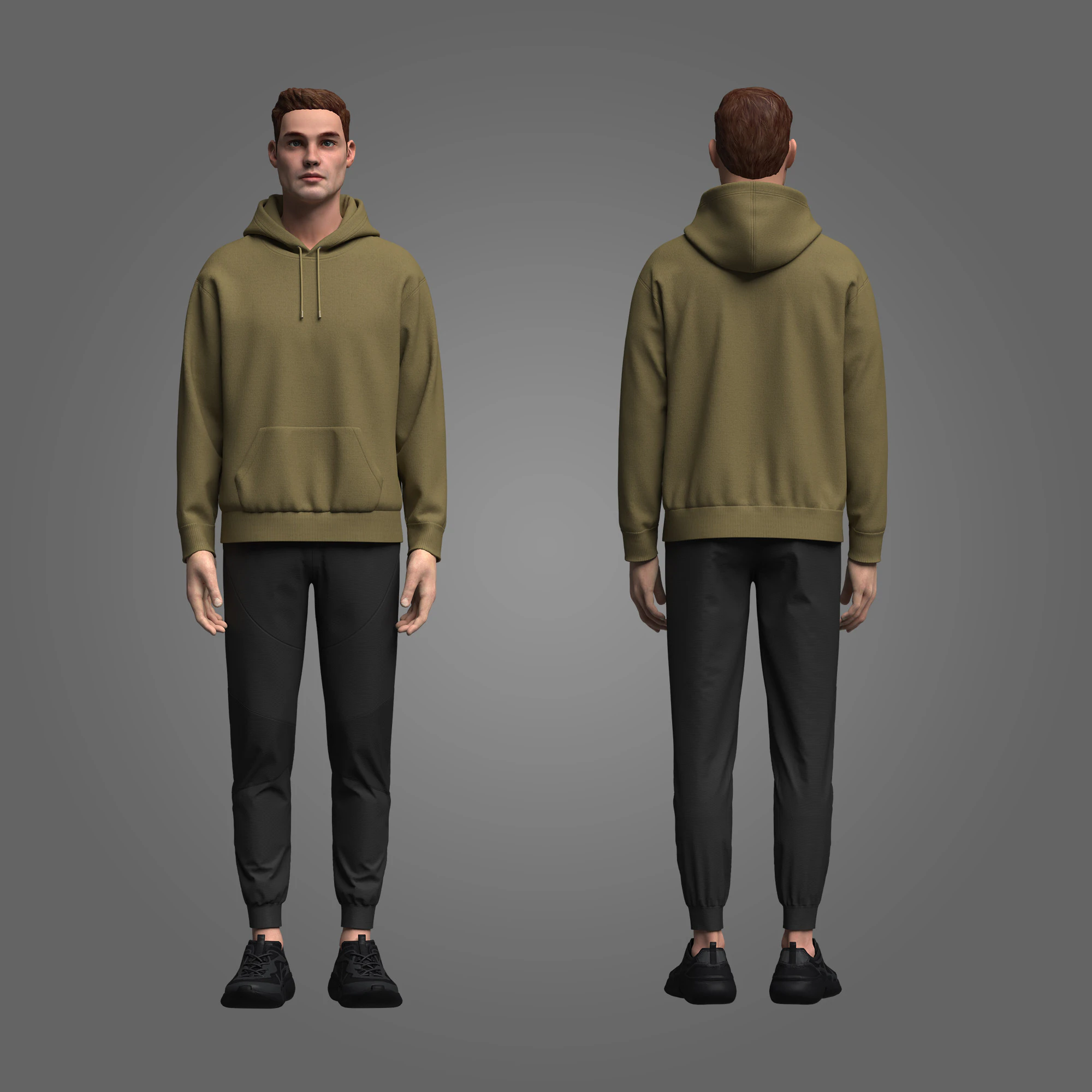 Male Hoodie Outfit 3D Model .c4d .max .obj .3ds .fbx .stl .blend