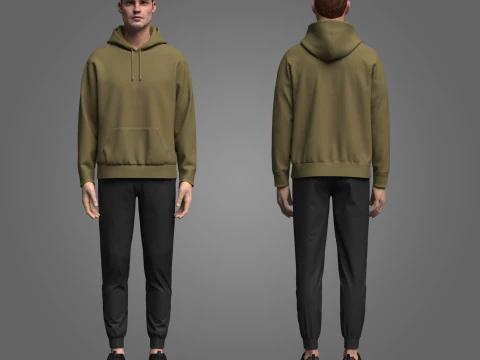 男性のパーカーの衣装 3Dモデル