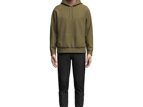 Male Hoodie Outfit 3D Model