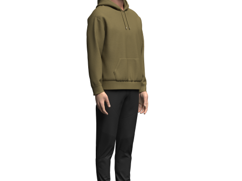 Male Hoodie Outfit 3D Model