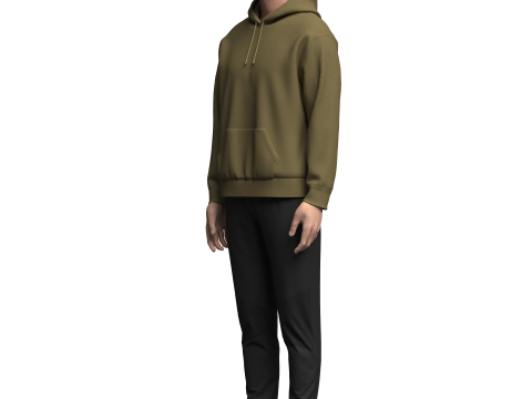 Male Hoodie Outfit 3D Model