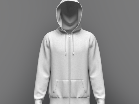 Male front Zip Hoodie 3Dモデル
