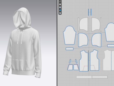 Male front Zip Hoodie 3Dモデル