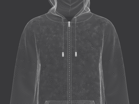Male front Zip Hoodie 3Dモデル