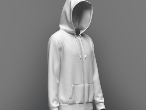 Male front Zip Hoodie 3Dモデル