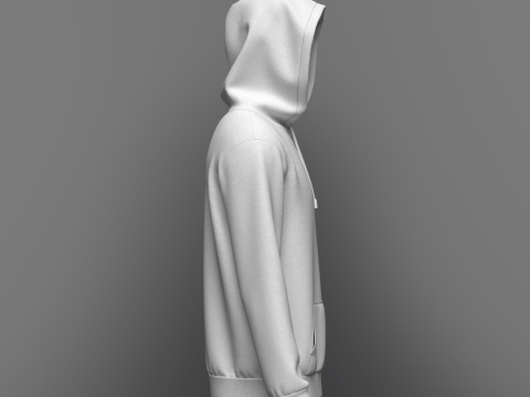 Male front Zip Hoodie 3Dモデル