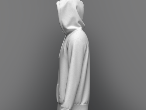 Male front Zip Hoodie 3Dモデル