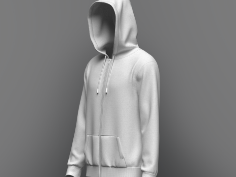Male front Zip Hoodie 3Dモデル