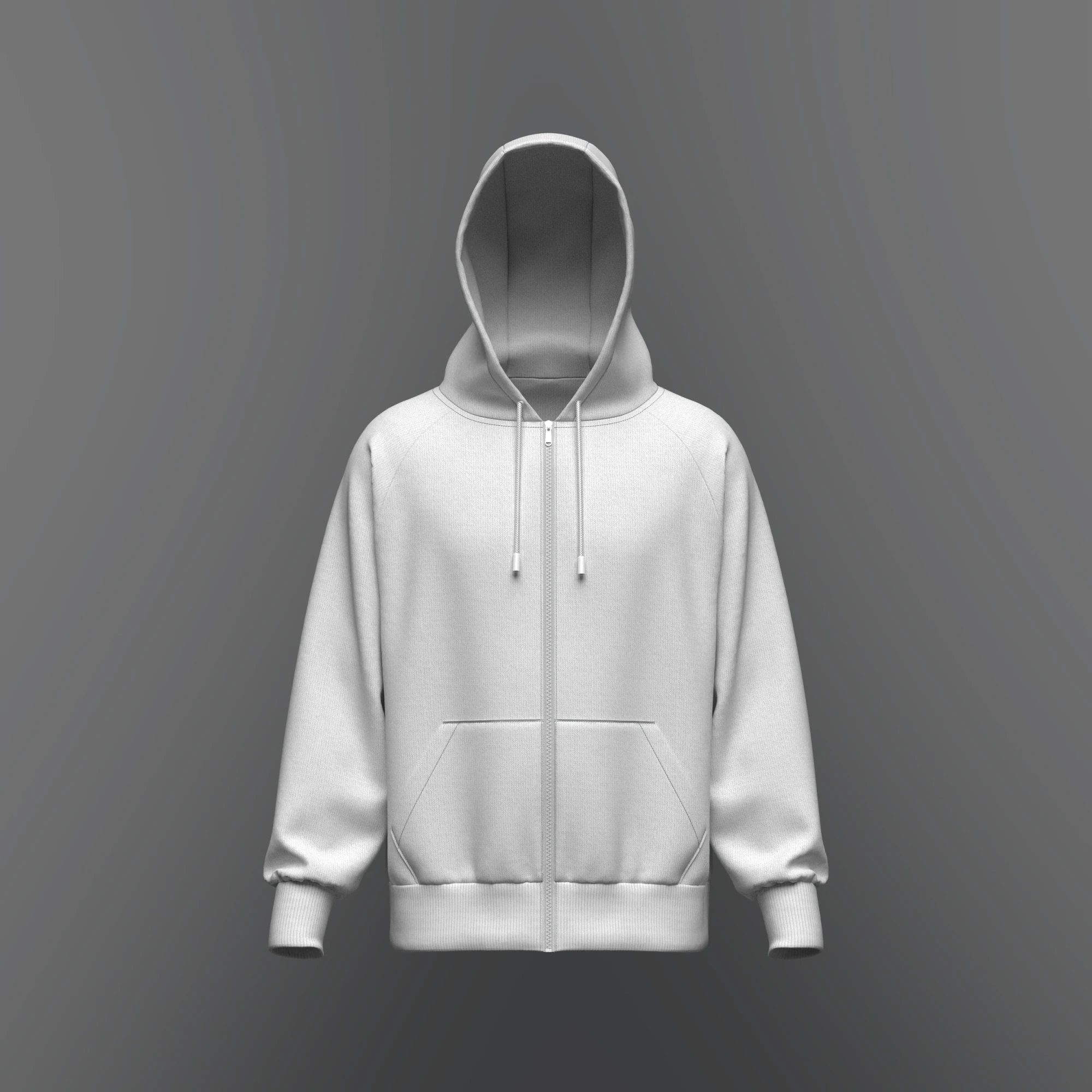 Male Oversized Zip Hoodie 3D Model .c4d .max .obj .3ds .fbx .stl .blend