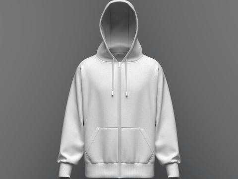 Male Oversized Zip Hoodie 3D Model