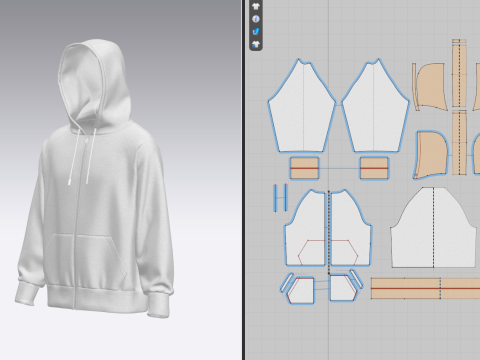 Male Oversized Zip Hoodie 3D Модель