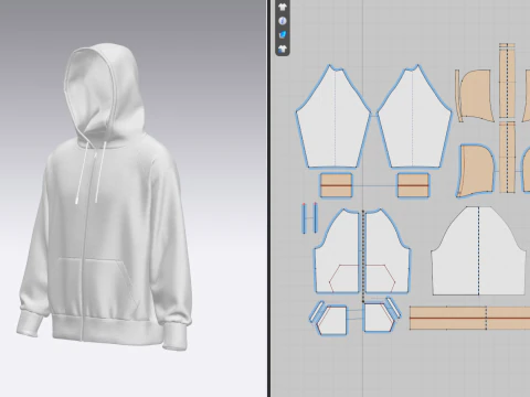 Male Oversized Zip Hoodie 3D Model