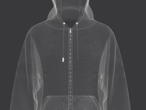 Male Oversized Zip Hoodie 3D Модель