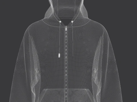 Male Oversized Zip Hoodie 3D Model