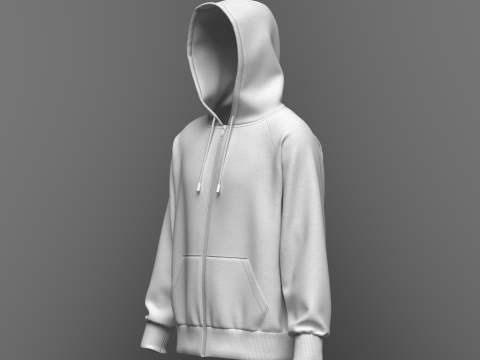 Male Oversized Zip Hoodie 3D Модель