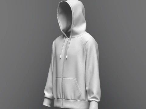 Male Oversized Zip Hoodie 3D Model
