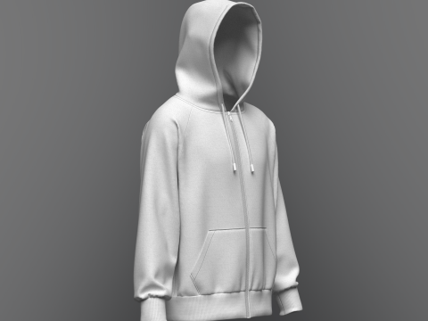 Male Oversized Zip Hoodie 3D Модель