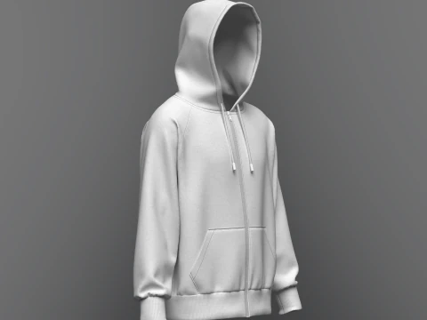 Male Oversized Zip Hoodie 3D Model