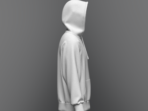 Male Oversized Zip Hoodie 3D Модель