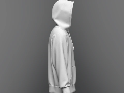 Male Oversized Zip Hoodie 3D Model