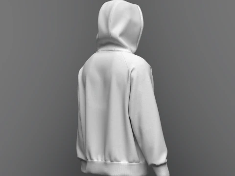 Male Oversized Zip Hoodie 3D Model