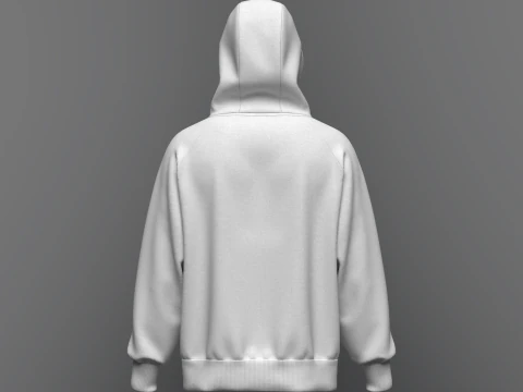 Male Oversized Zip Hoodie 3D Model