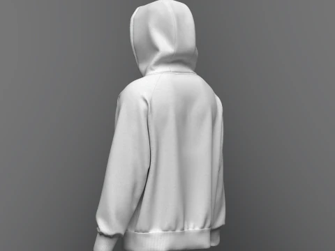 Male Oversized Zip Hoodie 3D Model