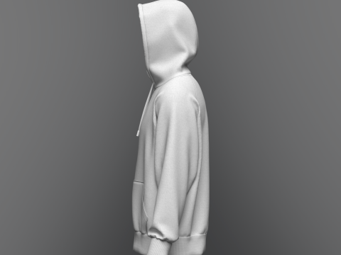 Male Oversized Zip Hoodie 3D Модель