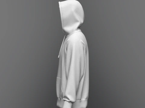 Male Oversized Zip Hoodie 3D Model