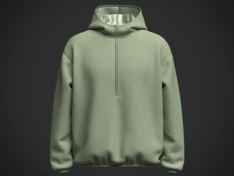 メンズ ハーフジップ オーバーサイズ ジャケット 3Dモデル