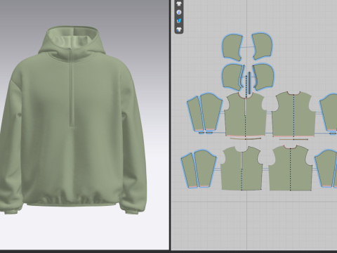 Men Half Zip Oversized Jacket 3D Model