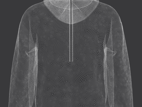 Men Half Zip Oversized Jacket 3D Model