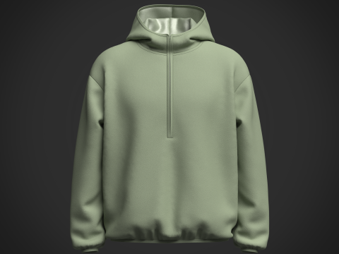 Men Half Zip Oversized Jacket 3D Model