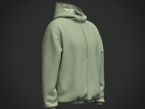 Men Half Zip Oversized Jacket 3D Model