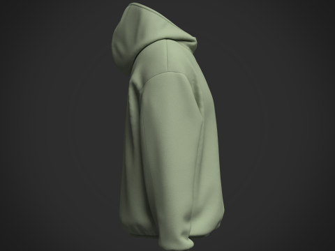 Men Half Zip Oversized Jacket 3D Model