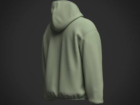 Men Half Zip Oversized Jacket 3D Model