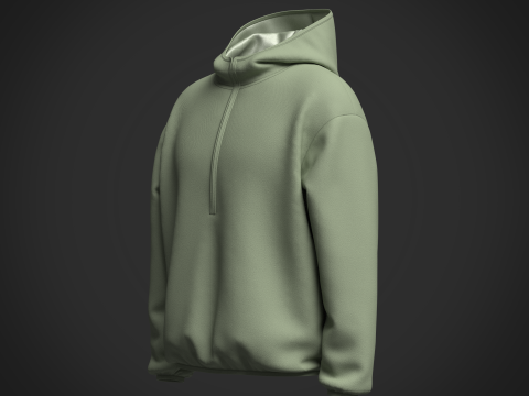Men Half Zip Oversized Jacket 3D Model