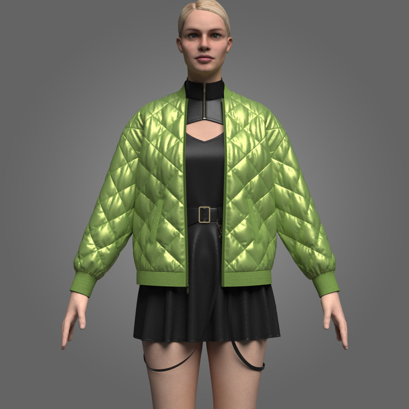 Female dress And Puffer Jacket Model 3D .c4d .max .obj .3ds .fbx .stl .blend