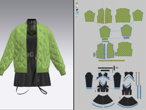 Female dress And Puffer Jacket Model 3D