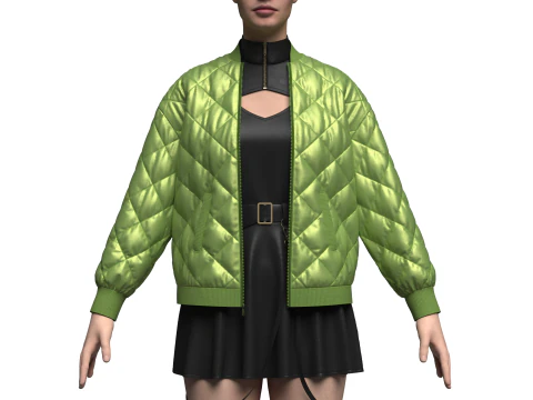 Female dress And Puffer Jacket 3D Model