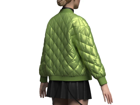 Female dress And Puffer Jacket 3D Model